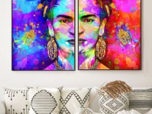 זוג תמונות פרידה קאלו צבעוני על קנבס לסלון או לחדר שינה דגם 1035