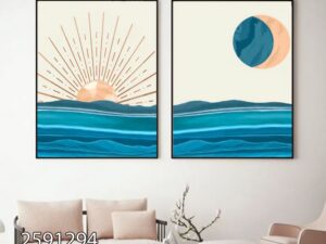 זוג תמונות אבסטרקט על קנבס לסלון למשרד או למטבח דגם 2591294