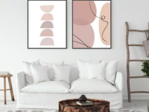 זוג תמונות אבסטרקט על קנבס דגם חצי כדור