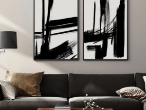 זוג תמונות אבסטרקט על קנבס לסלון למשרד או למטבח דגם 2694252