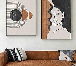 אישה מודרנית בשילוב צורות אבסטרקט