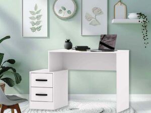 שולחן כתיבה לבן עם 2 מגירות בצד רוחב 115 ס"מ דגם אירופה