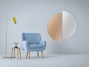 מראה תלייה עגולה חצויה בשני גוונים קוטר 80 סמ דגם סהרה