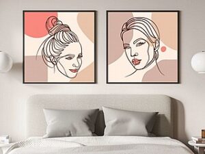 זוג תמונות איור נשים עם אודם אדום