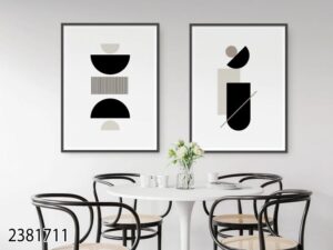 זוג תמונות אבסטרקט על קנבס לסלון למשרד או למטבח דגם תמונת אבסטרקט בשחור לבן