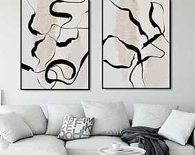 זוג תמונות על קנבס שחור לבן מודרני