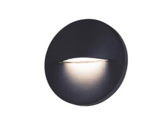 מנורת קיר עגול שחור מוגן מים LED 3W