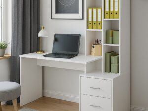 עמדת עבודה שולחן כתיבה עם 2 מגירות וספריה דגם הרקולס